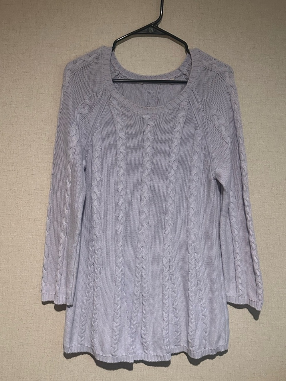 Soft Surroundings Medium Light Lavender Cable Knit Casual Sweater Tunic